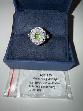 Bomb Party SIZE 6 “Mesmerizing Limelight” Lab Created Peridot on Hematite